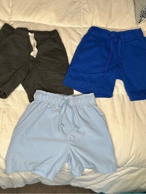 Kids Drawstring Cotton Shorts - Blue, Light Blue, Charcoal